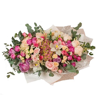 Букет из роз, орхидей и гортензии с доставкой в Екатеринбурге