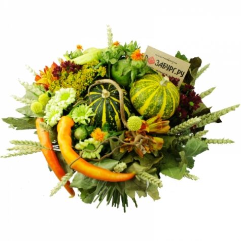 Осенний букет из цветов и овощей